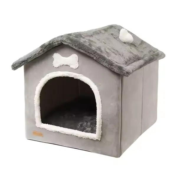 Meow Love Indoor Coral Fleece Cat Shelter With Heated Pet Pad Easy-to-Assemble Breathable Safe Winter Housing for Cats