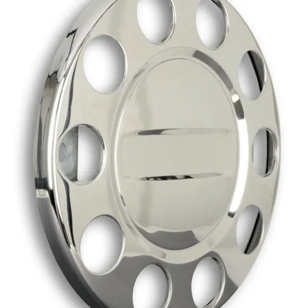 Pack of 2 Universal Highly Polished Stainless Steel Truck Wheel Bolt Cover in 22.5 Inch Closed photo-2