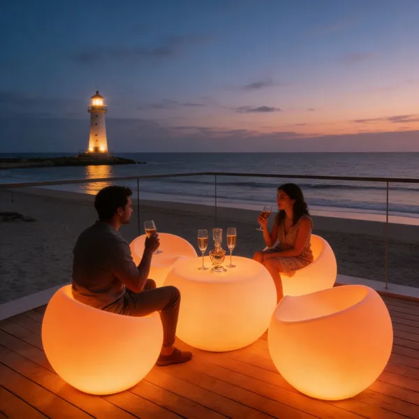 Factory Direct Modern Design Plastic Luminous Tables and Chairs for Outdoor Garden Party Wedding Bar Use Top Industry Choice photo-5