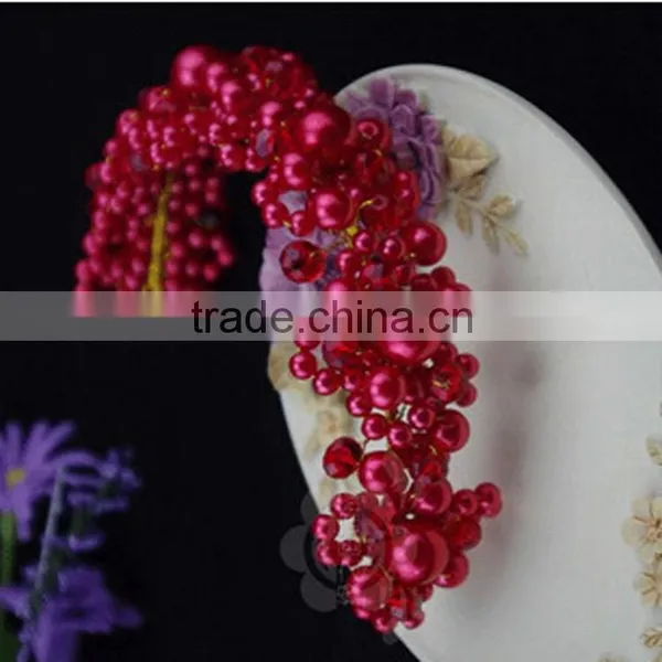 Luxury Red Beads Bridal Wedding Hair Accessory Fashion Hair Band photo-2