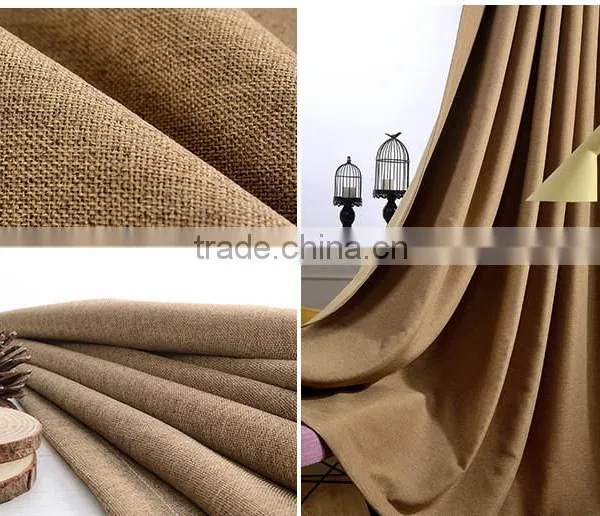 Solid Color Polyester Linen Blackout Curtain Fabric photo-5