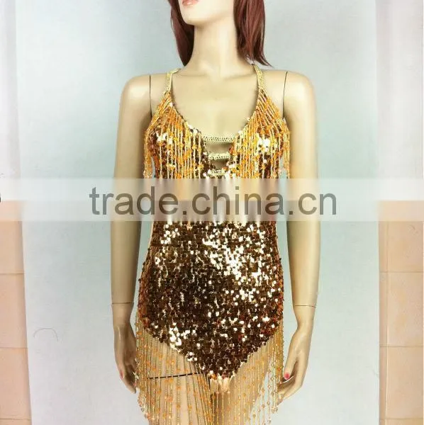 Customized Gold Sequin Leotard (XFB-001)