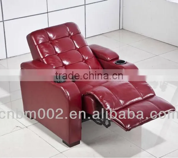 Modern Design Red Recliner Chair Top Grain Leather and PU Material
