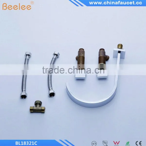 Beelee BL18322C Chrome Finish Two Handles Three Holes Bathroom Waterfall Basin Mixer Vessel Faucet Tap photo-6