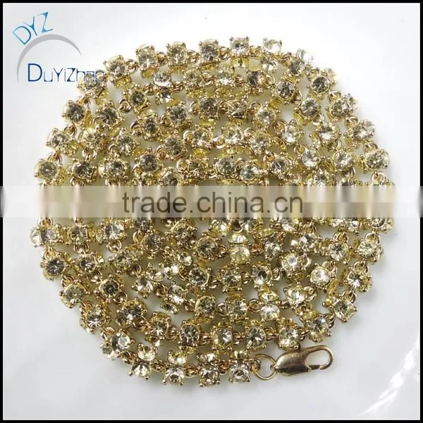 High Quality Hip Hop Gold Crystal Necklace photo-2