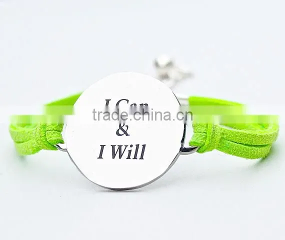 Custom I Can and I Will Logo Inspirational Charm Bracelet Round Plate photo-2