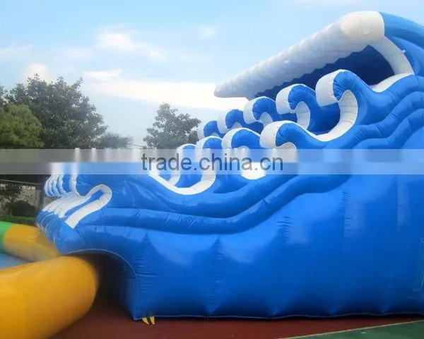 Inflatablewater Amusement Park Waterpark With Wave Slide in Stock photo-3