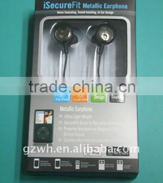 Isecure Fit Metallic Earphone for Iphone Ipod MP3 MP4