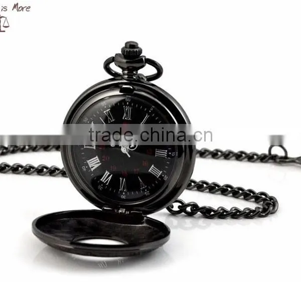 Fashion Wholesale Dark Night Pocket Watch Black Necklace Watch for Men photo-2