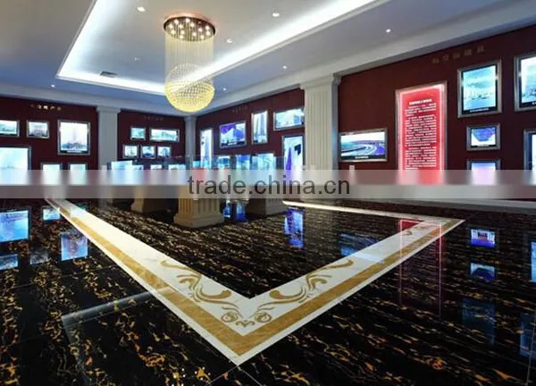 BLACK GOLD FLOWER FULL POLISHED PORCELAIN GLAZED TILE FROM FOSHAN FACTORY photo-2
