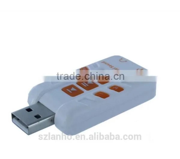 2016 new wholesale USB External 8.1 Channel 3D Virtual Audio Sound Card Adapter white color