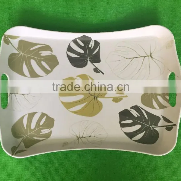100% Melamine Popular Style Plastic Tray With 2 Handles