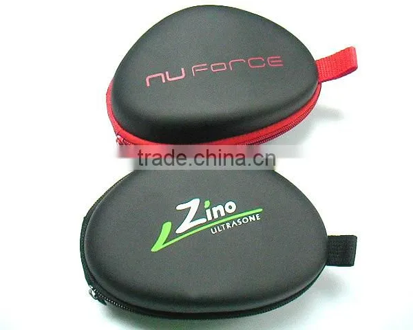 (Black and Hot) Mesh Style With Zipper Enclosure Handsfree Headset Earphone HARD EVA Bag