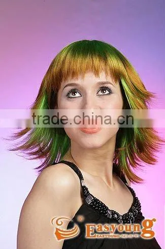 Wholesale Synthetic Dye Ombre Green Color Hair Cosplay Wigs photo-3