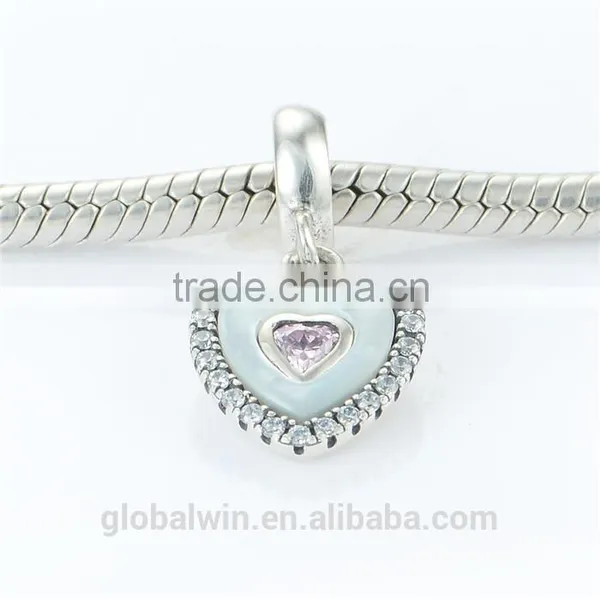 Heart Bead Landing Charms Wholesale European Charm Bracelet Necklace 100% Real 925 Sterling Silver S186 Aaa Cubic Zirconia photo-3