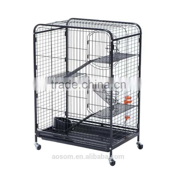 Pawhut 37" 4 Level Indoor Hutch Small Animal Cage - Black photo-3