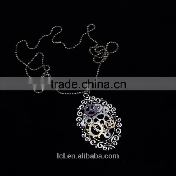 New Design Steampunk Gear Cameo Pendant Statement Necklace 2015 Yiwu Fashion Imitation Jewelry Hot Sale photo-4