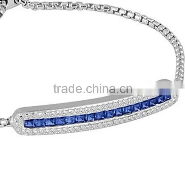 Stainless Steel Monica Bracelet Sapphire Diamond Adjustable Bracelet photo-2