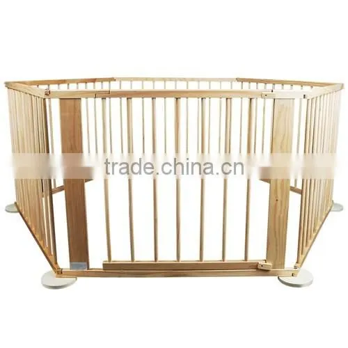 European Standard 6sides Folding Natural Color Wooden Baby Playpen photo-2
