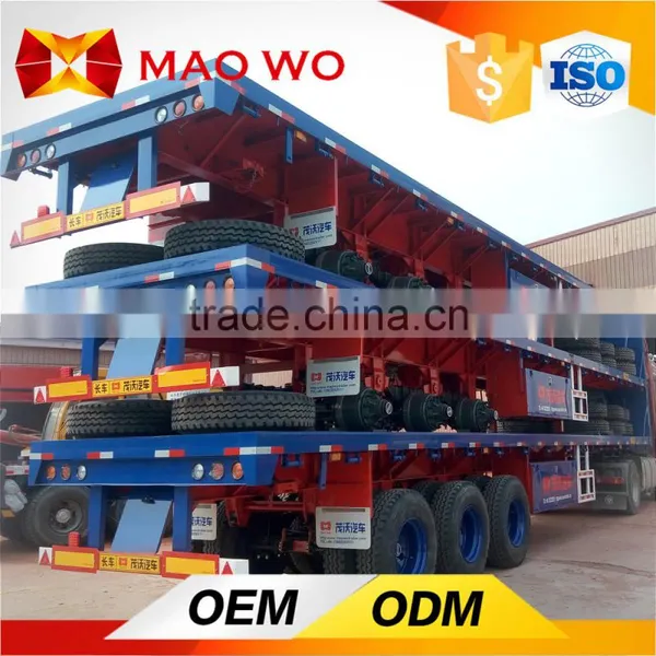 Shipping Container Transportation Tri-axle Flatbed Semi Trailer photo-3