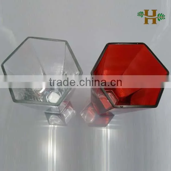 Factory Price Clear Hexagon Glass Flower Vase photo-3
