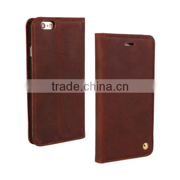 Luxury Retro Genuine Cow Leather Wallet Mobile Phone Case With Card Slot For IPhone 6 6Plus photo-2
