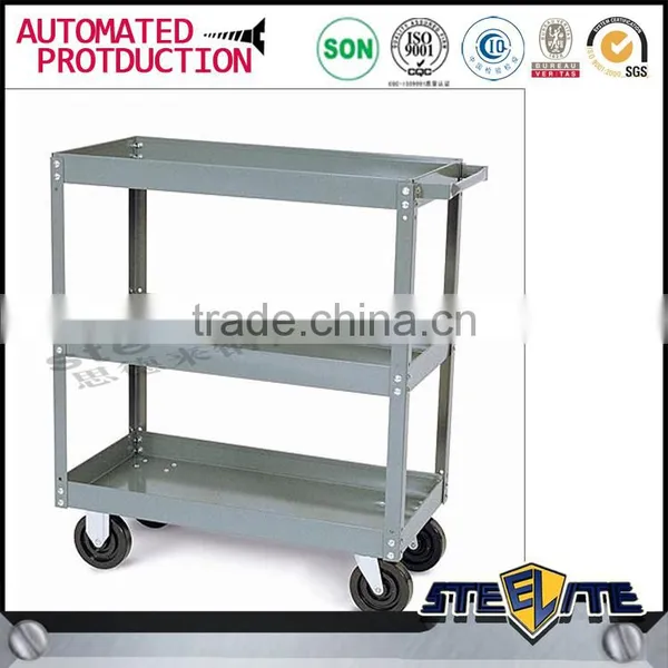 Best Quality Metal Library Book Trolley 3-layer Steel Library Book Cart for Sale photo-6