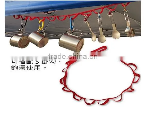Adjustable PP Webbing Hanging Tape Hooks For Camping