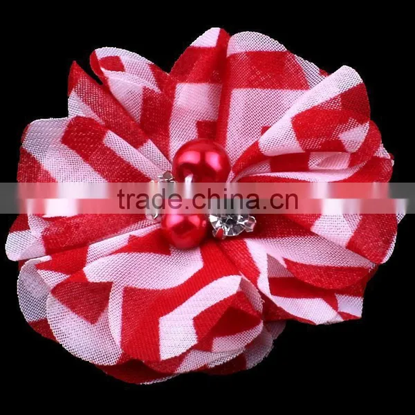 Handmade Fabric Flower With Pearl in Center Headband for Kids Hair Accessories photo-2