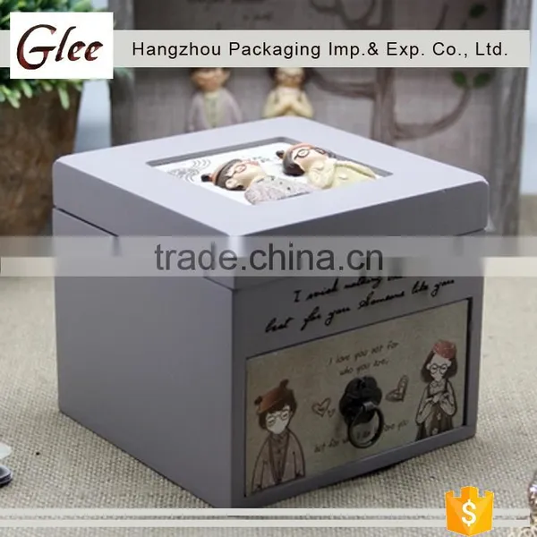 Custom Engraved Fancy Printing Custom Made High Quality Drawer Style Handmade Small Jewelry Box photo-3