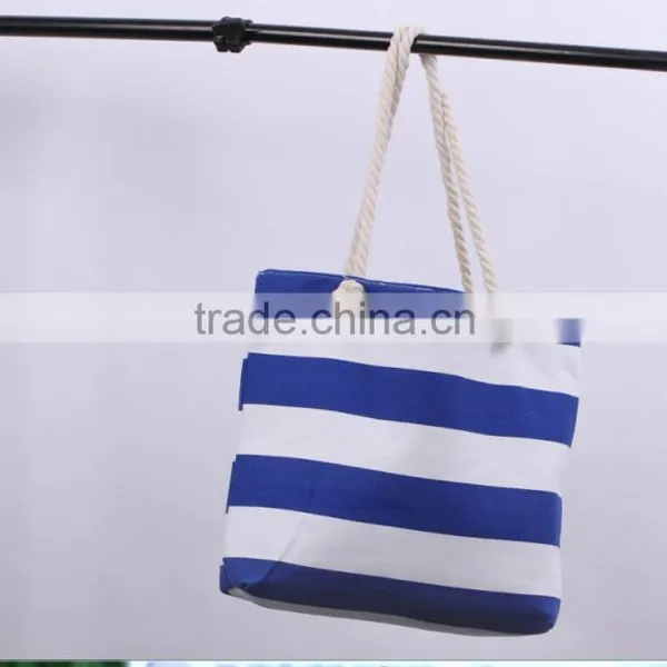 New Arrival Personalized Monogrammed Striped Fashionable Canvas Beach Tote Bag photo-3