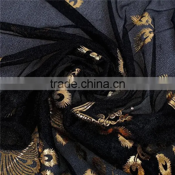 Imitation Silk Scarves & Wraps Rectangle Golden Black Peacock Scarf Women photo-2