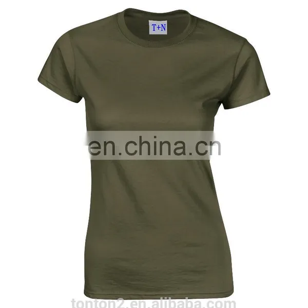 Fashion 100 Cotton Custom Design Army Green t Shirt Women Clothing photo-3