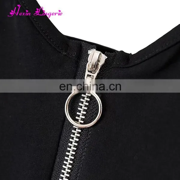 Black Zipper v Neck Plus Size Romper Short Womens Jumpsuits Sexy Bodycon photo-4