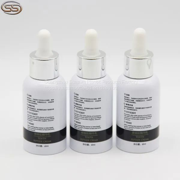 Screen Printing Handling 60ml Plastic Dropper Bottle for Essential Oil Packaging