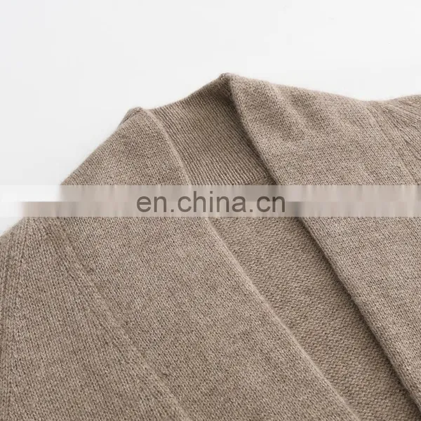 Women's 100% Cashmere Long Casual Knitwear Plus Size Cardigan Fashionable Solid Pattern Winter Sweater With Front Logo photo-4