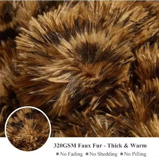 Luxury Faux Fur Leopard Print Blanket, Cheetah Print Fluffy Blanket Throw Cute Furry Animal Throw Fuzzy Blanket for Sofa Bed photo-2