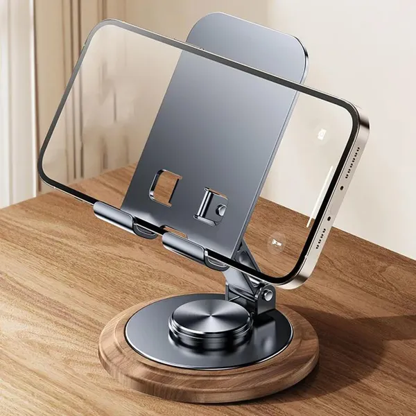 Premium Metal Phone Stand With Wooden Base photo-4