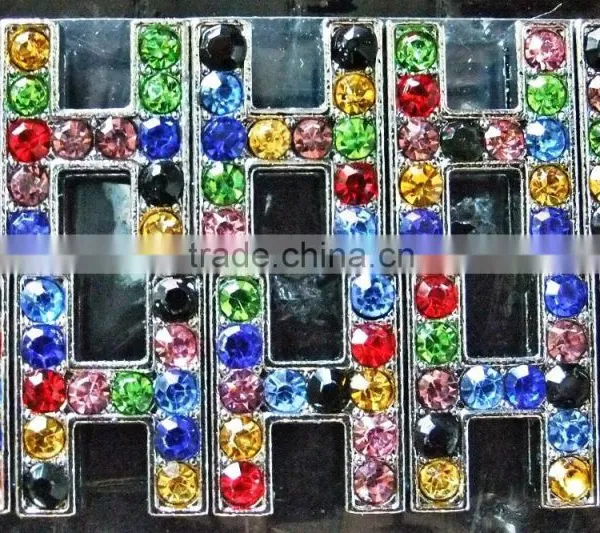 Wholesale Zinc Alloy 10mm Mixed Color Colorful Rhinestones Slide Letters photo-6