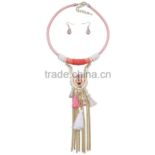 Beautiful Brazilian Summer Beach Tassel Necklace Earring Jewelry Set photo-3