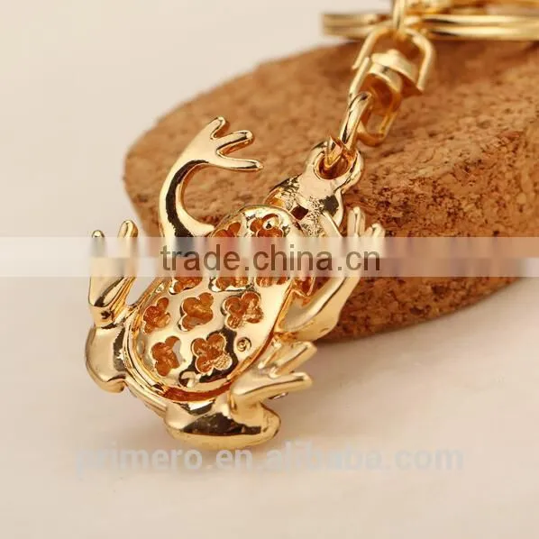 New Fashion Cat Eye Stone Frog Keychain Crystal Purse Bag Key Chain Ring Key Gift photo-3