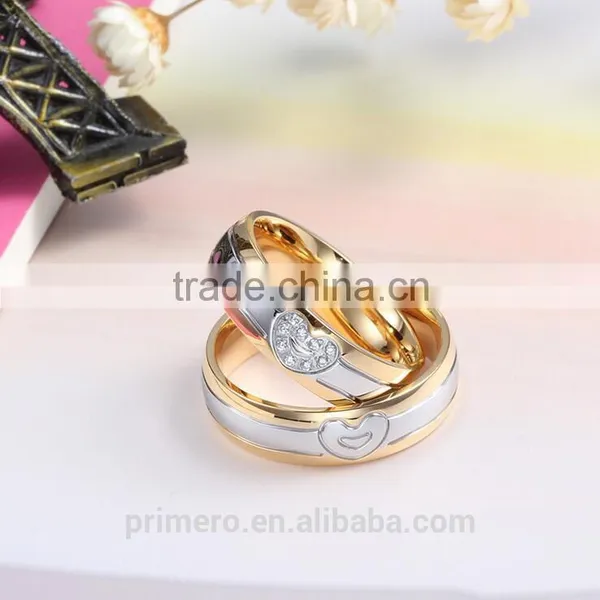 New CZ Cubic Zirconia Couple Wedding Rings 18k Gold Men and Women Jewelry photo-2