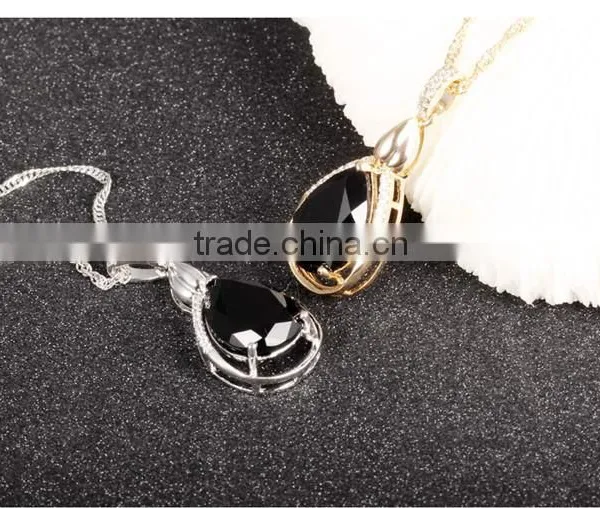 Platinum Plated Copper Zircon Black Stone Pendant photo-4