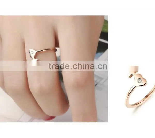 New Product 2017 Fashion 18K Rose Gold Plated Elegant Ring Woman With Heart and Cross photo-5