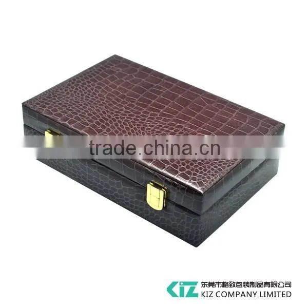 Portable Wooden Storage Watch Box Crocodile Leather photo-5