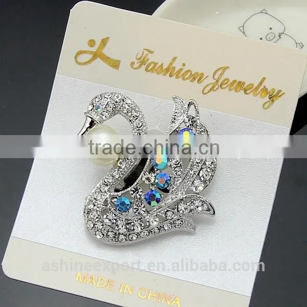 Cute Animal Series-noble Exquisite Swan Pearl Rhinestone Brooch/handmade Brooch photo-4