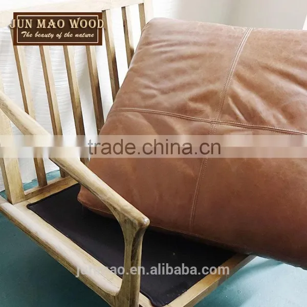 Wholesale Wooden Frame And Genuine Leather Combination Armchair,Luxury Sofas,Coffee Sofa photo-2