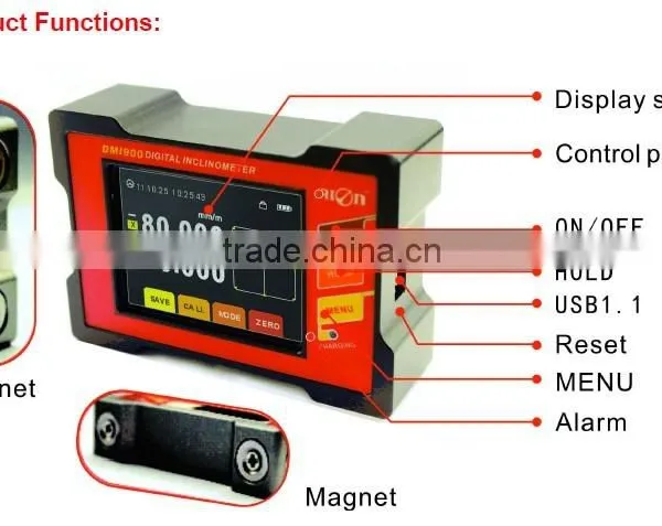 DMI810/DMI820 New Touch Panel HMI Portable Tiltmeter Vehicle Clinometer Tilt Gauge WIth Deg/mm Dual Unit Switch Function