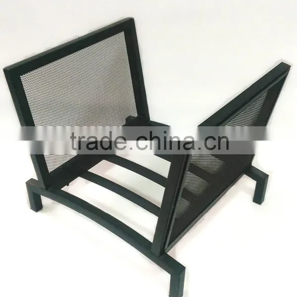 Metal Log Holder With Mesh Each Side Panel , Black