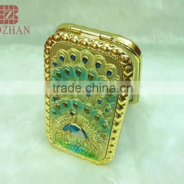 Charm Peacock Cosmetic Mirror/gold Peacock Promotional Gift Pocket Mirror/gold Peafowl Makeup Mirror photo-2